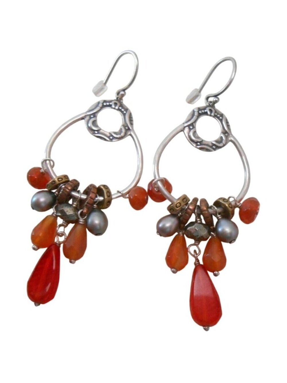 Retired Silpada Radiate Mixed Metals Agate Pearl Glass Chandelier Earrings W2420